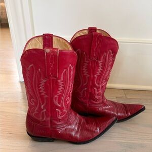Vintage Lizard Red Western Cowboy Boots